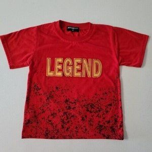 Urban Edge Boys 4T Toddler LEGEND Gold Foil Lettering Tshirt Red Black Splatter